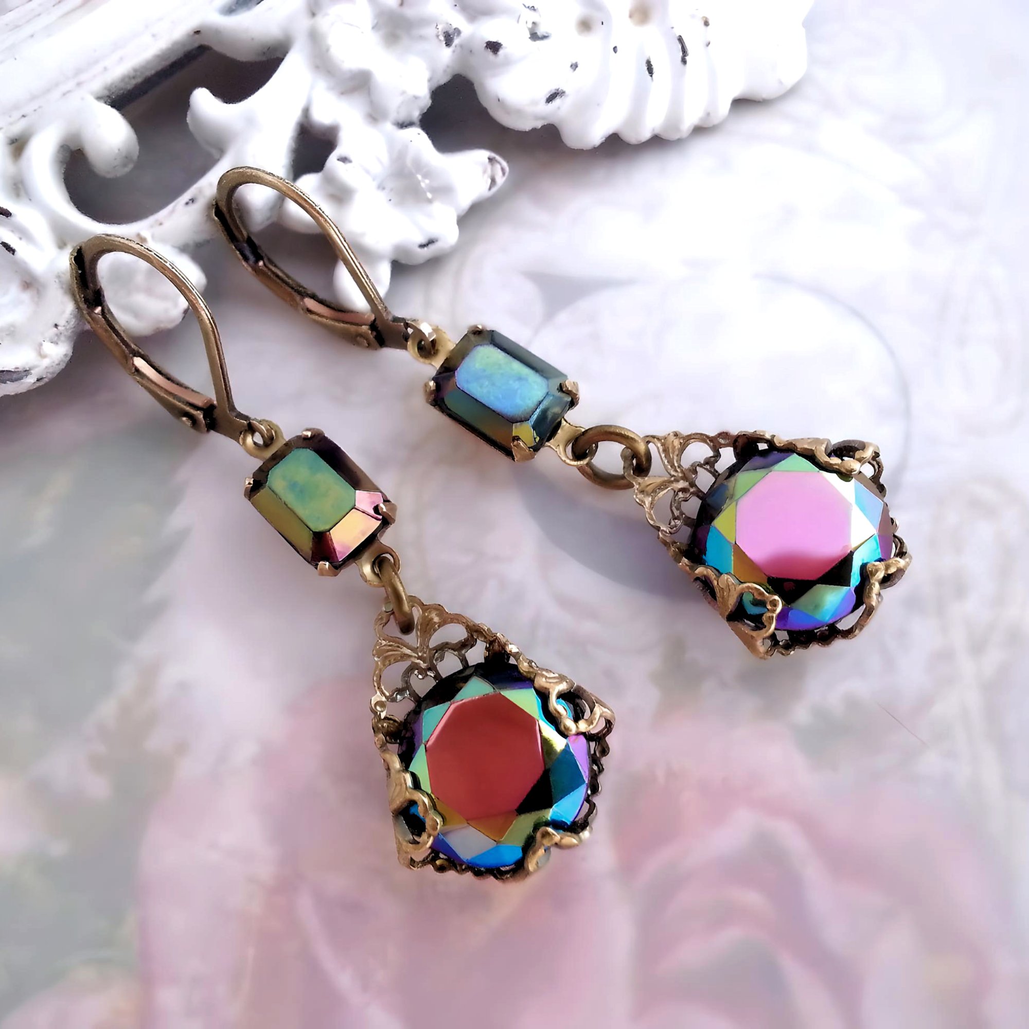 Handmade shops Quartz Earrings Bohemian Boho Goth Gothic Jewelry